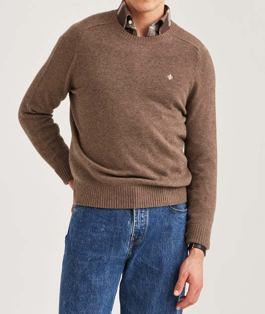 tröja morris heartford sweater merino ull brown brun knit
