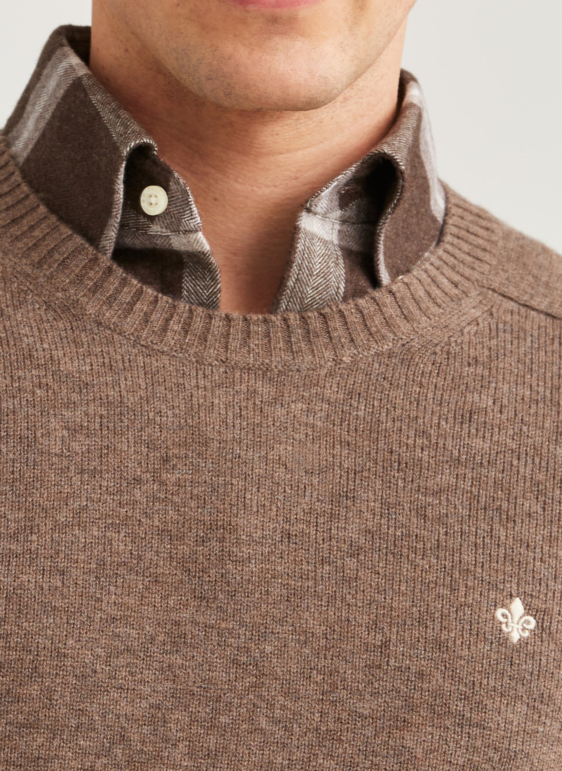 tröja morris heartford sweater merino ull brown brun knit