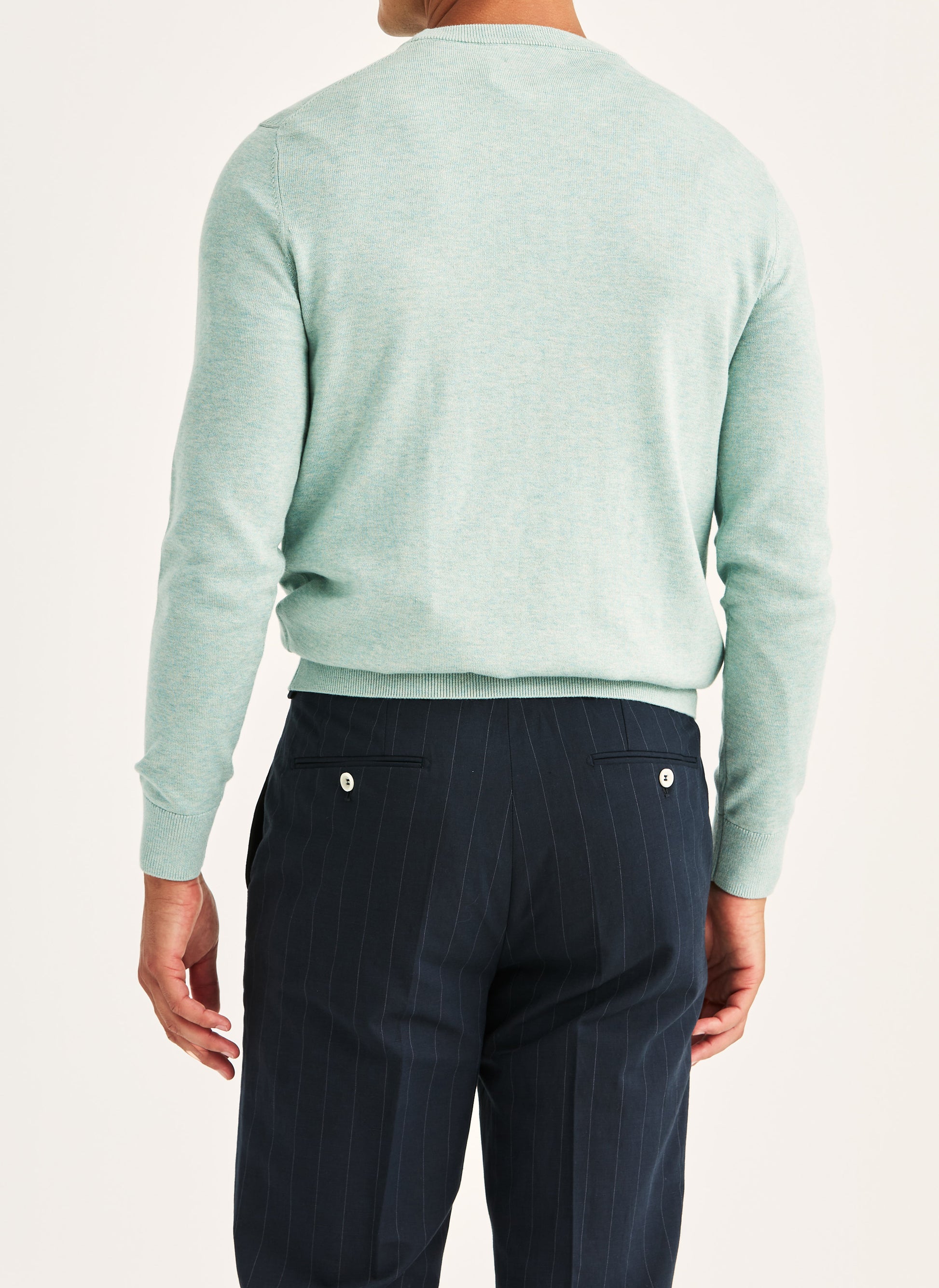 tröja knit morris riley oneck sweater stickad bomull green grön ljusgrön