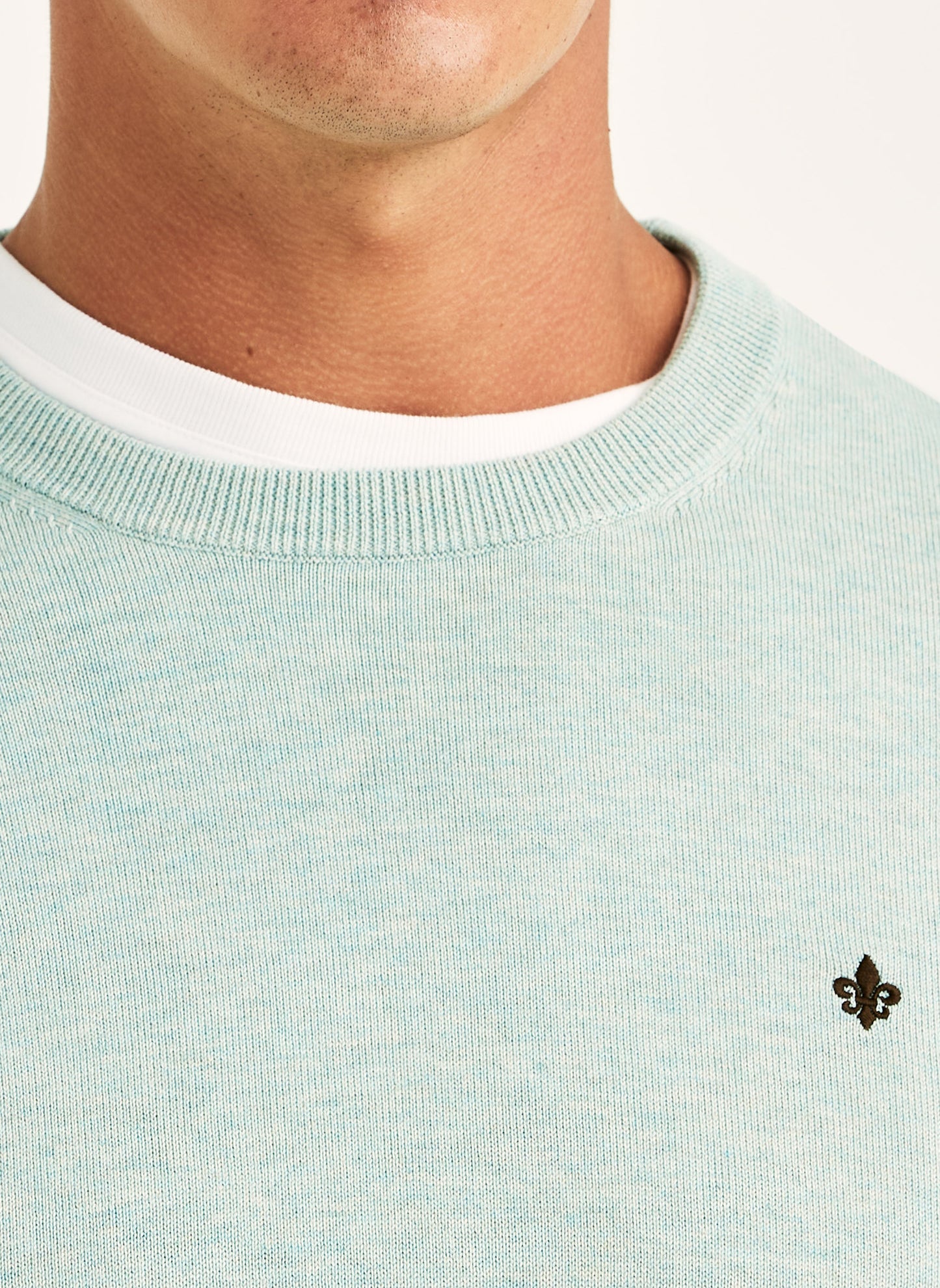 tröja knit morris riley oneck sweater stickad bomull green grön ljusgrön