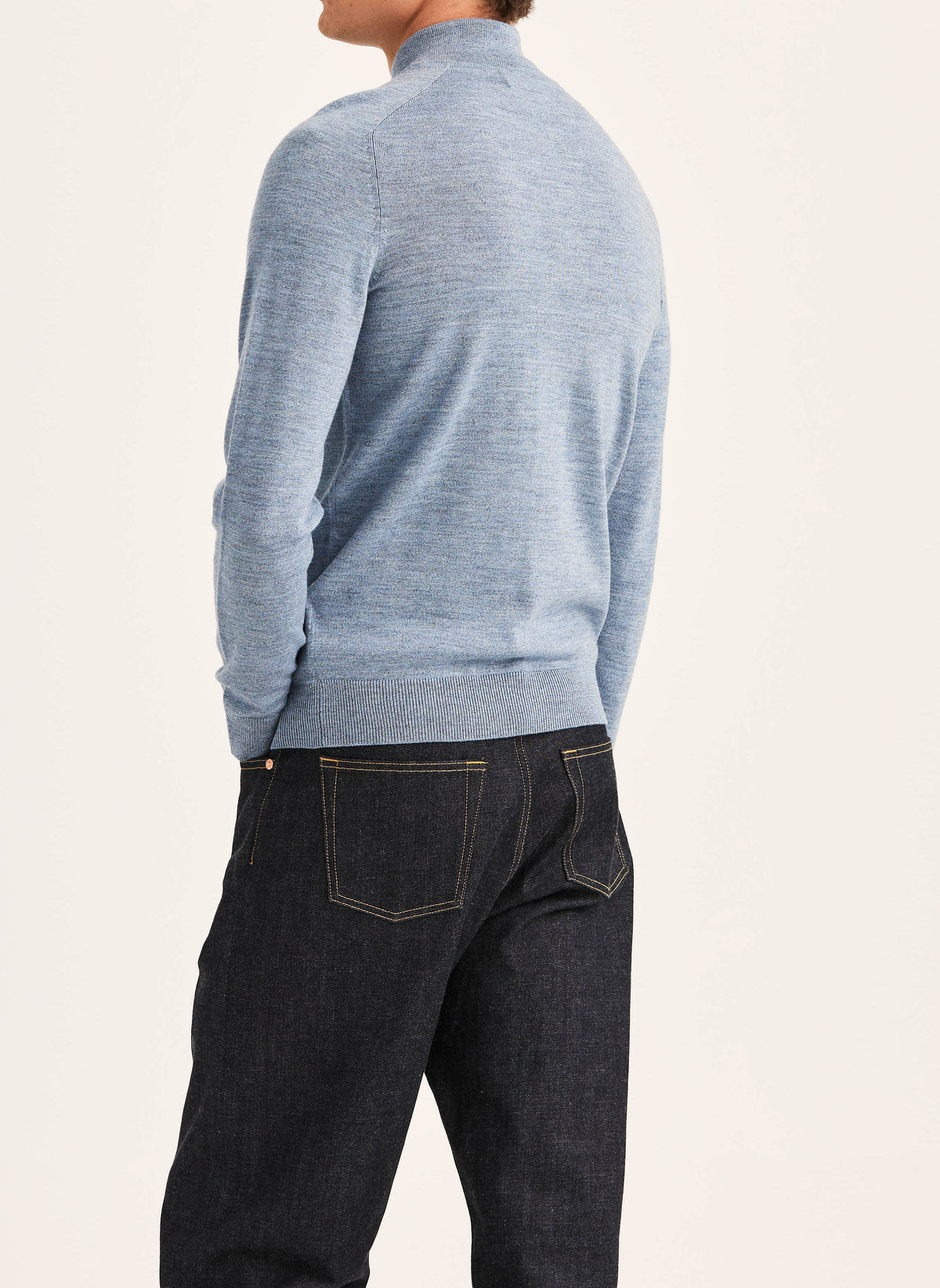 tröja morris merino john zip ull dragkedja sweater halfzip blue blå fri frakt stenungsund