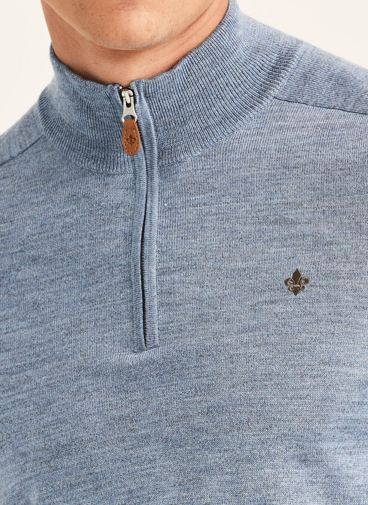 tröja morris merino john zip ull dragkedja sweater halfzip blue blå fri frakt stenungsund