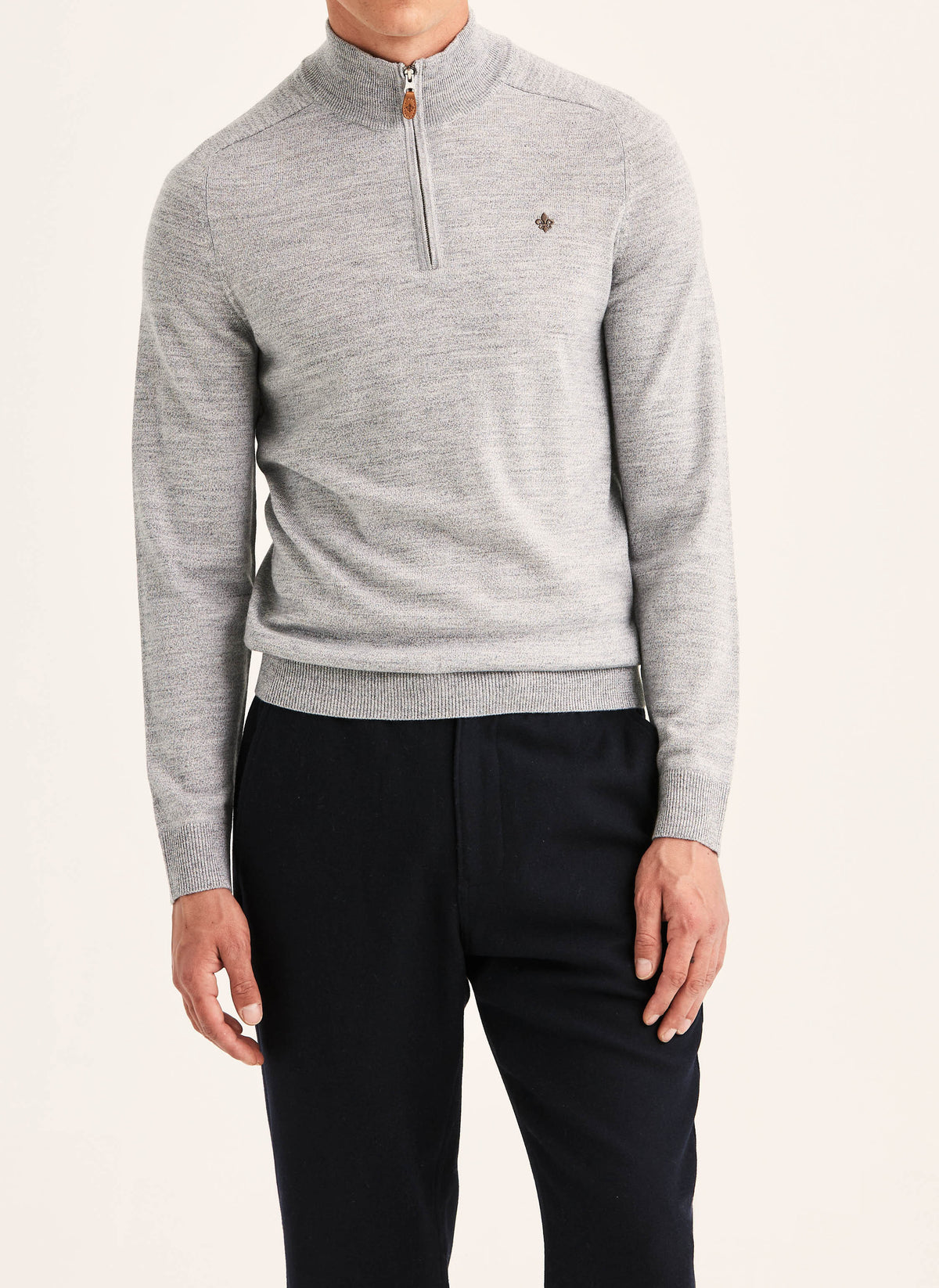 tröja morris merino john zip ull dragkedja sweater halfzip grey grå fri frakt stenungsund