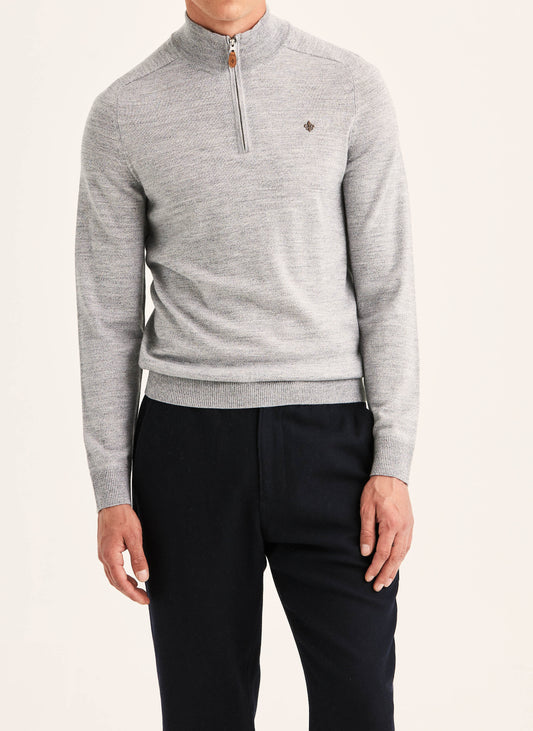 tröja morris merino john zip ull dragkedja sweater halfzip grey grå fri frakt stenungsund
