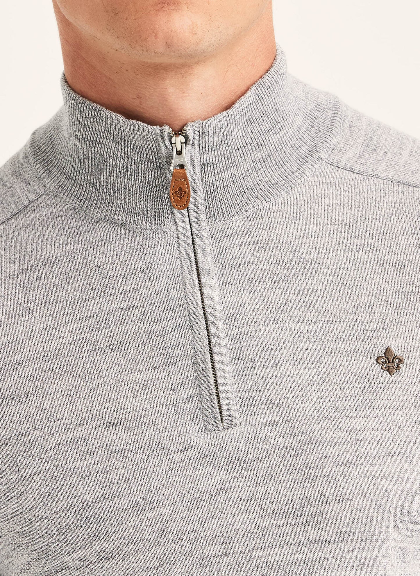 tröja morris merino john zip ull dragkedja sweater halfzip grey grå fri frakt stenungsund