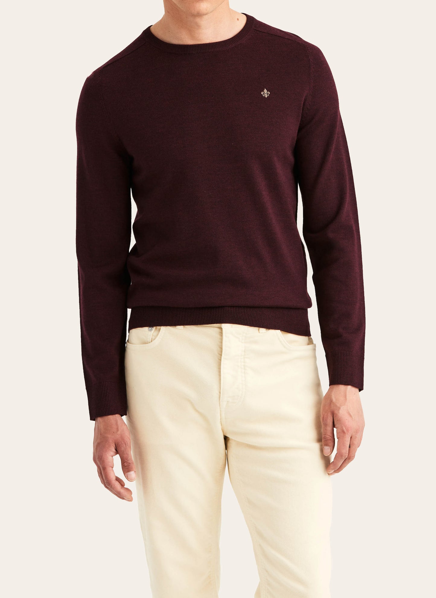 tröja morris merino oneck knit sweater ull wine red vinröd röd fri frakt stenungsund