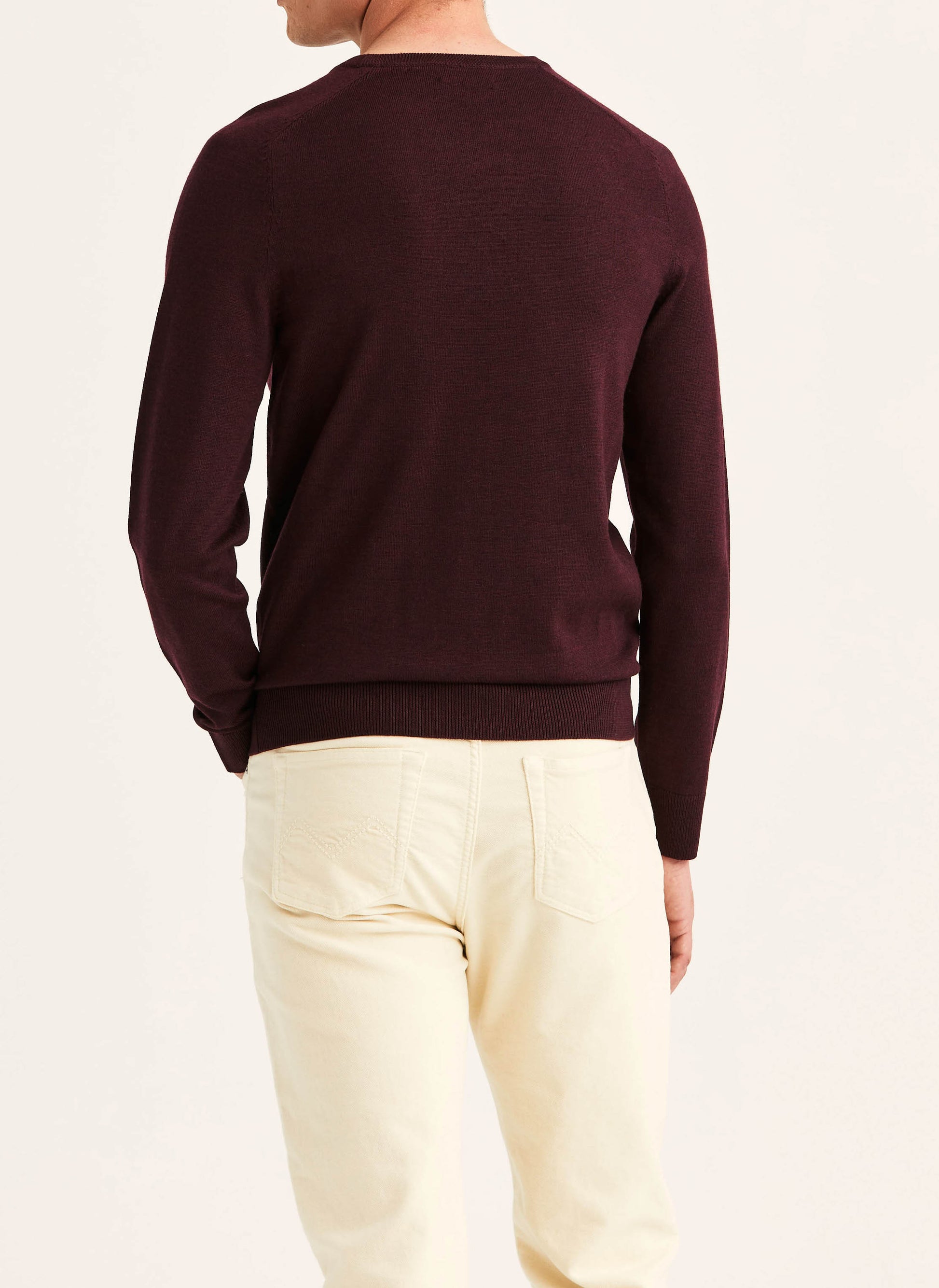 tröja morris merino oneck knit sweater ull wine red vinröd röd fri frakt stenungsund