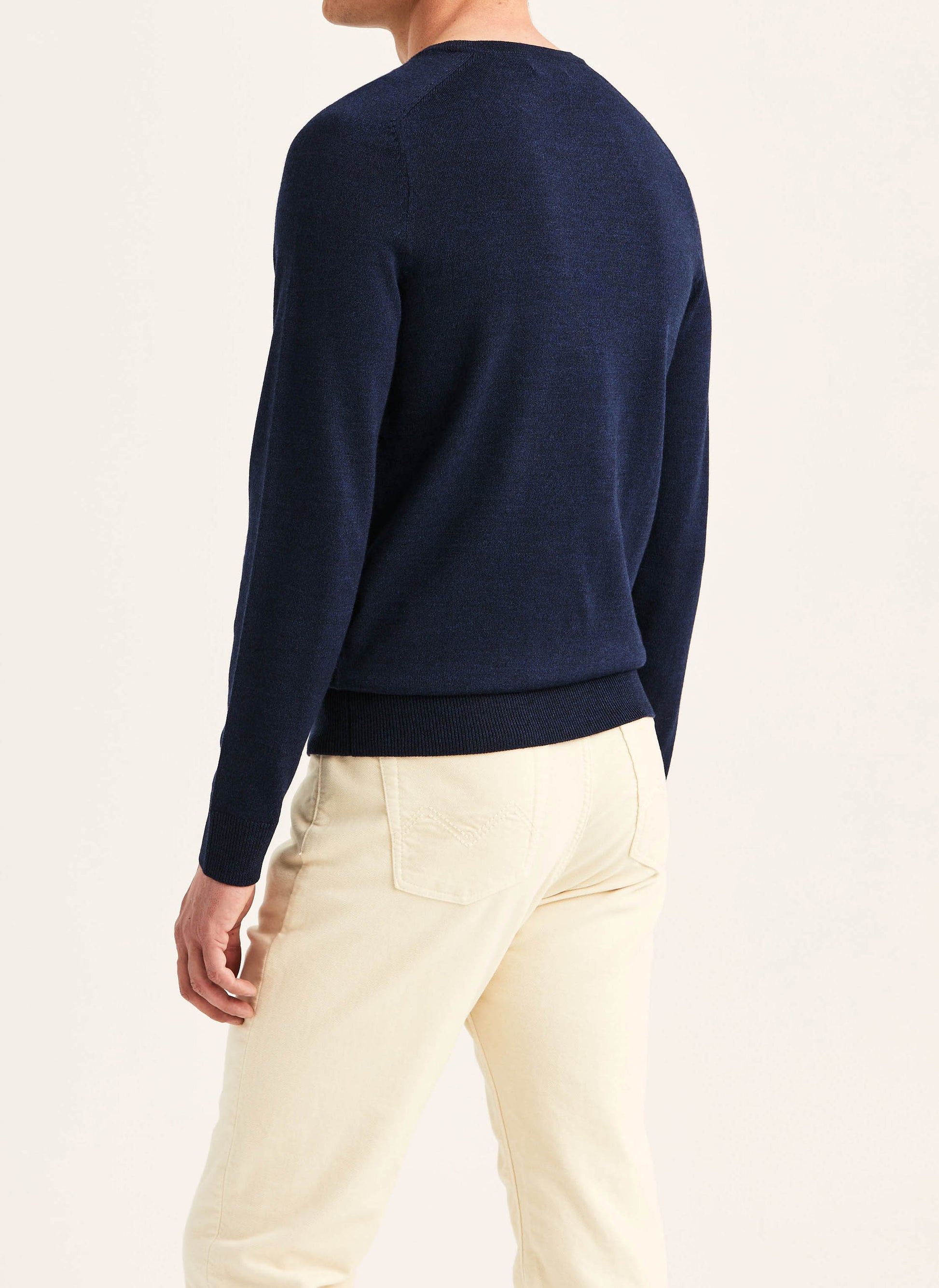 tröja morris merino oneck knit sweater ull blue navy blå fri frakt stenungsund