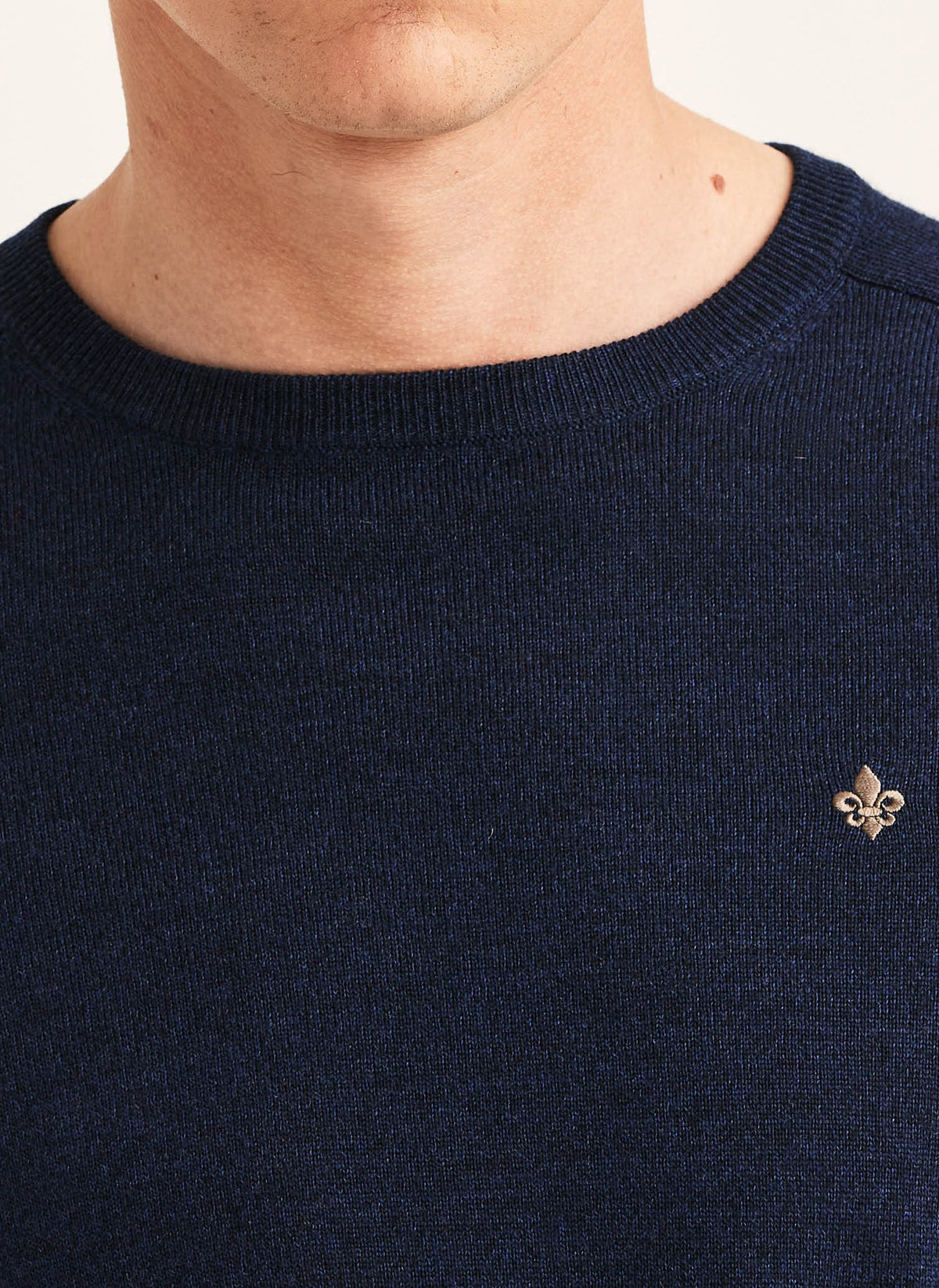 tröja morris merino oneck knit sweater ull blue navy blå fri frakt stenungsund