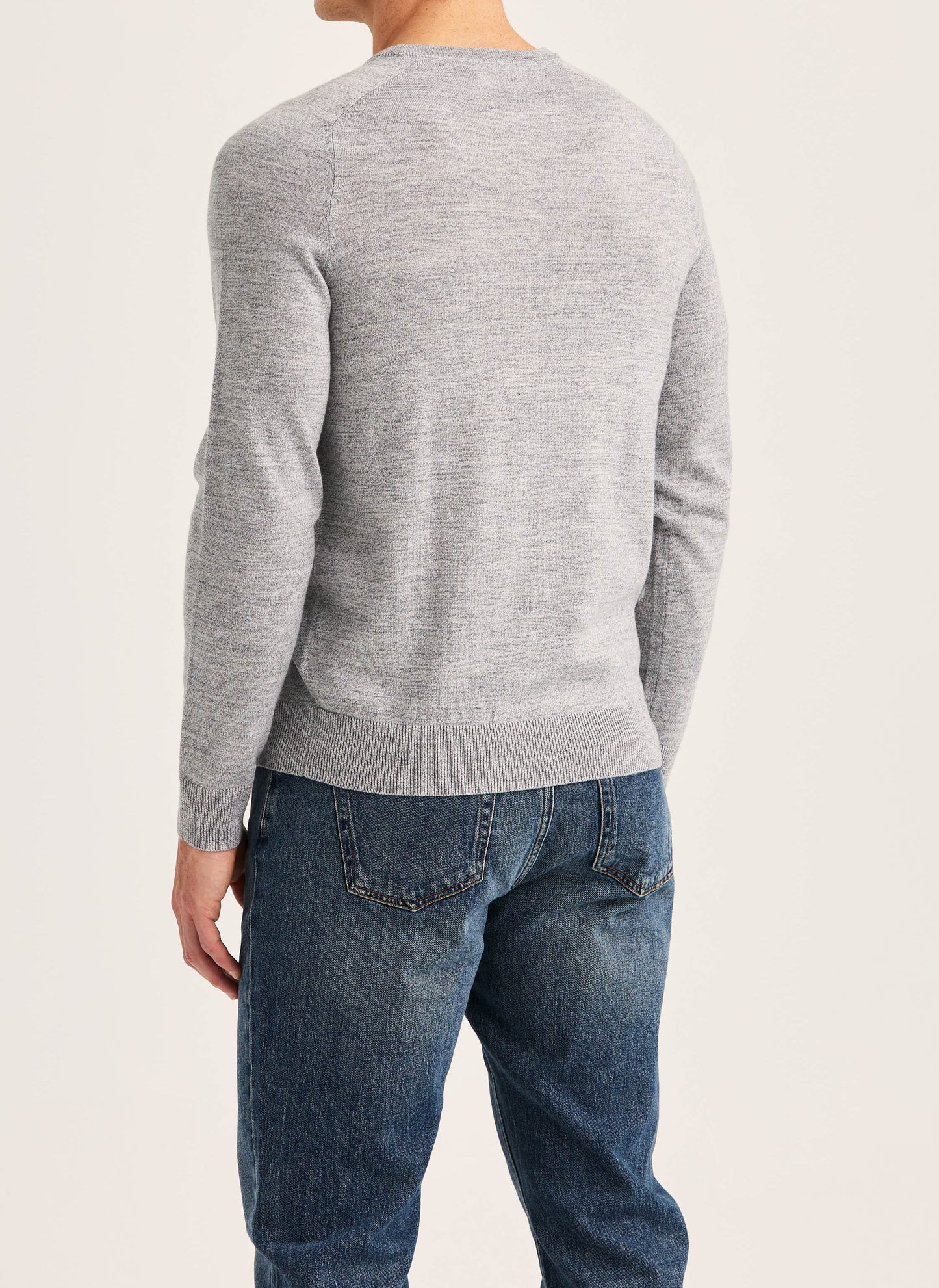 tröja morris merino oneck knit sweater ull grey grå fri frakt stenungsund