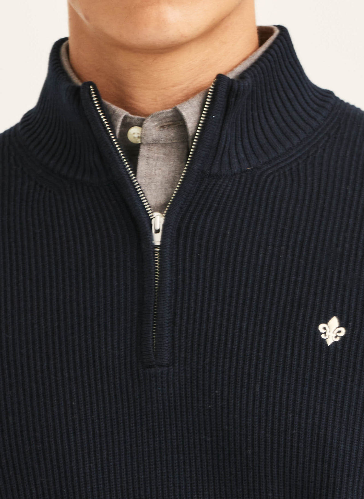 tröja knit morris colin half zip dragkedja krage stickad sweater old blue navy blå fri frakt stenungssund
