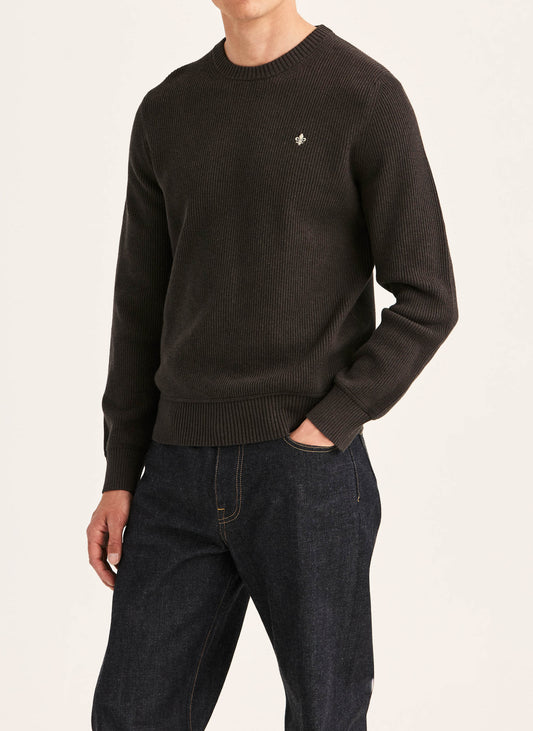 tröja knit morris colin oneck sweater stickad brun brown fri frakt stenungsund