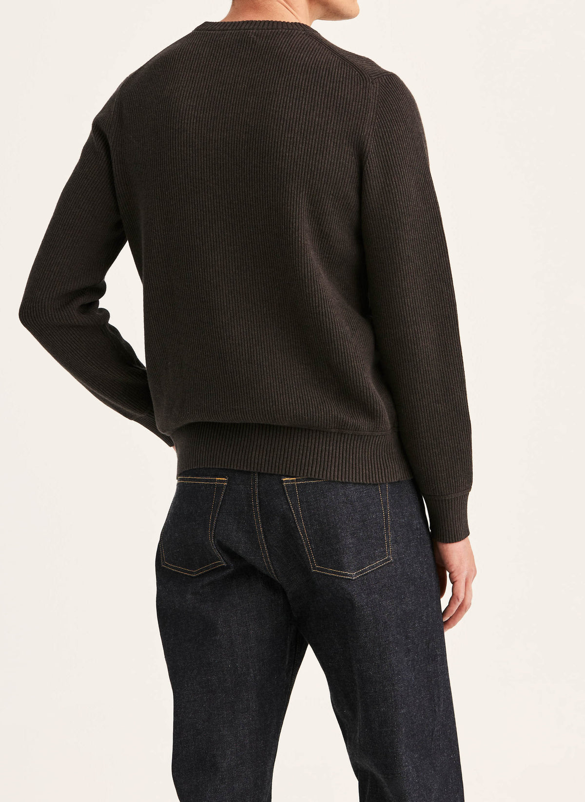 tröja knit morris colin oneck sweater stickad brun brown fri frakt stenungsund