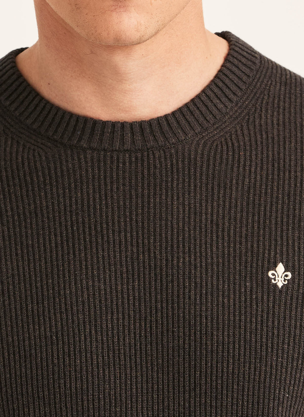 tröja knit morris colin oneck sweater stickad brun brown fri frakt stenungsund