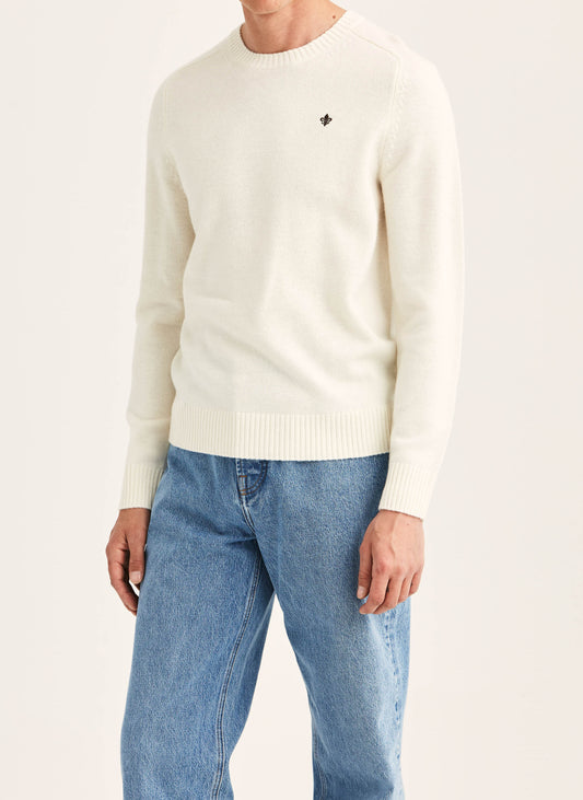 tröja morris heartford sweater merino ull off white vit knit stickad tröja fri frakt stenungsund