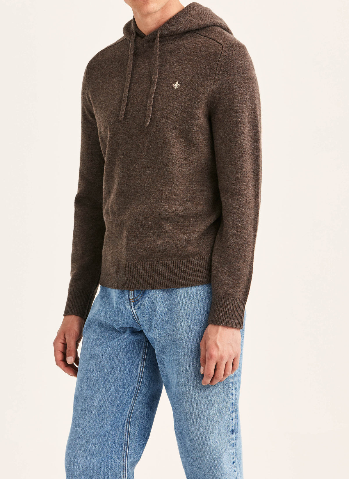 tröja hoodie knit morris hertford hood stickad tröja ull wool brown brun fri frakt stenungsund