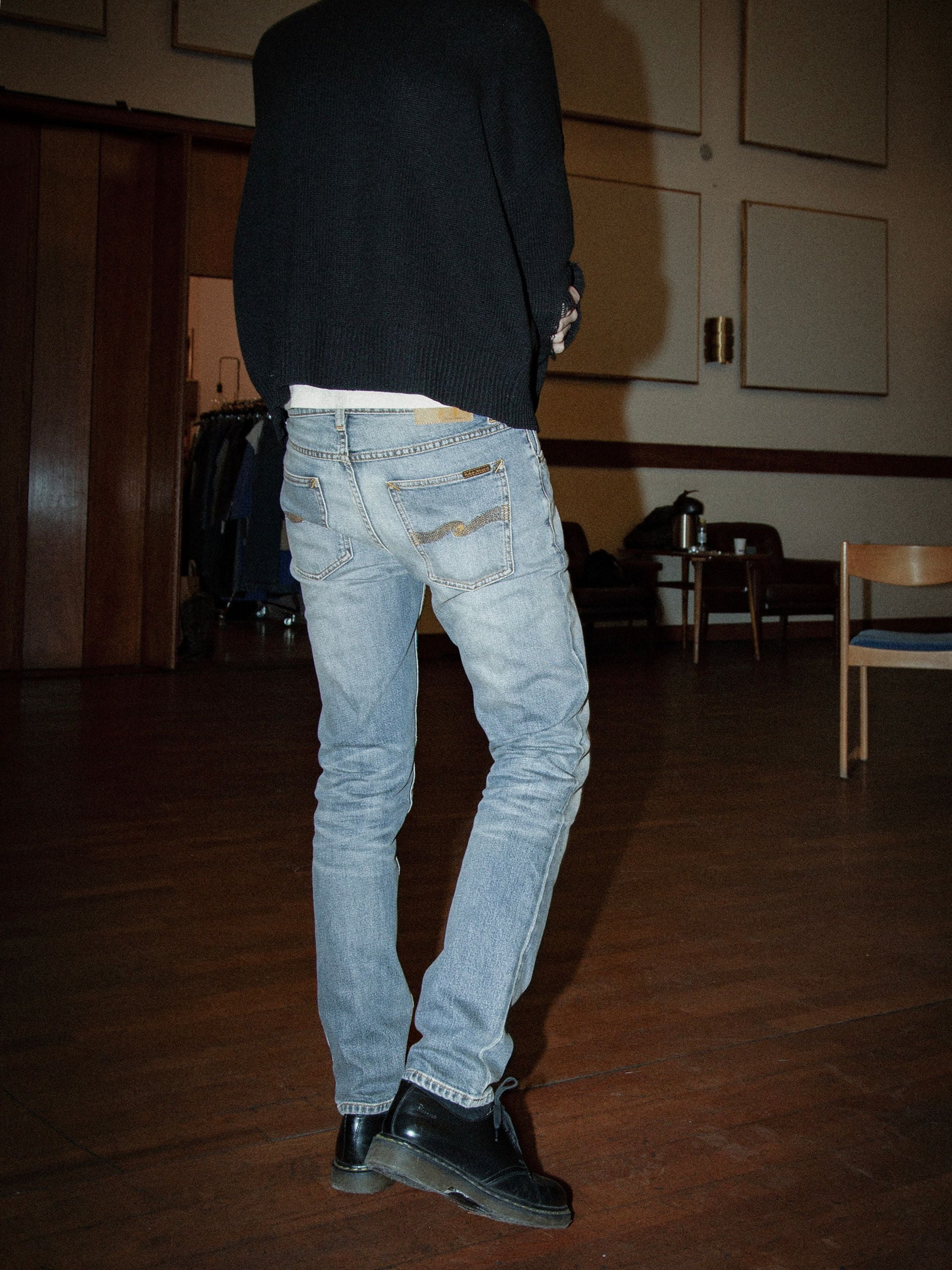 jeans nudie solid ollie salt water nudiejeans denim slim regular stretch ljusajeans ljusa jeans