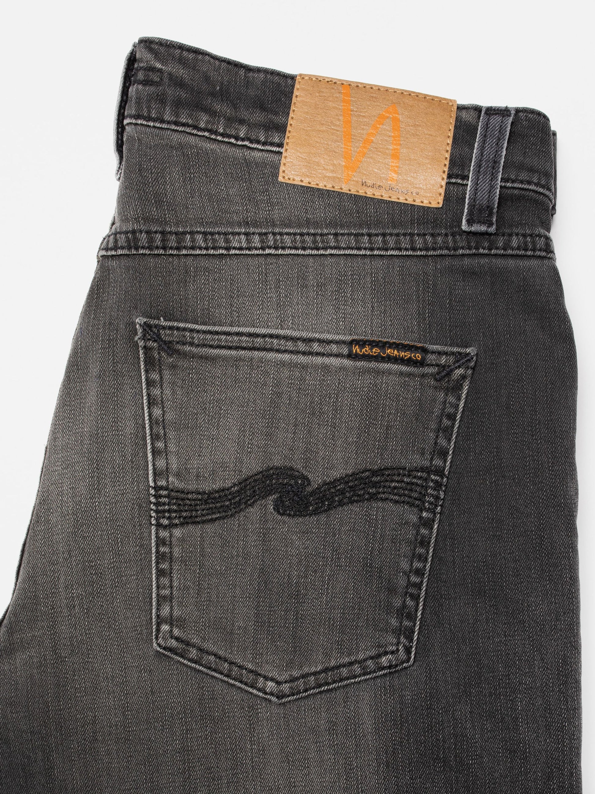 jeans nudiejeans nudie jeans solid ollie black mist slim fit stretch grå svart denim fri frakt stenungsund