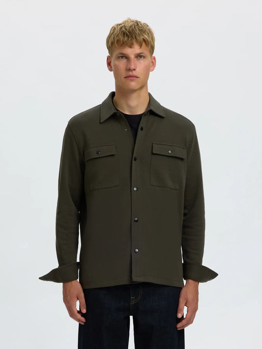 overshirt jackie sweat överskjorta selected homme peat green grön fri frakt stenungsund