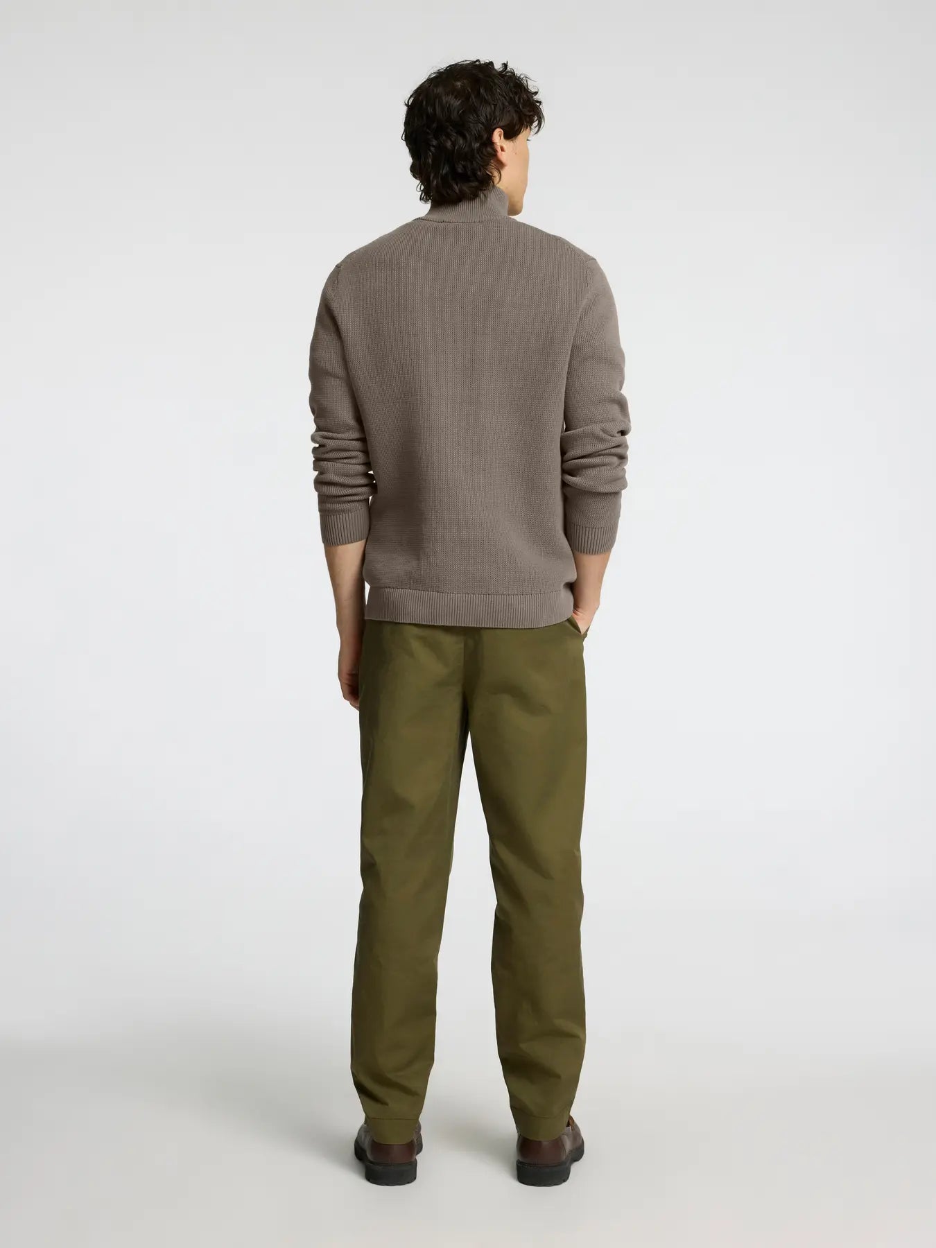 dane ls knit structure half zip selected homme tröja knitwear krage dragkedja bomull morel brown brun fri frakt stenungsund