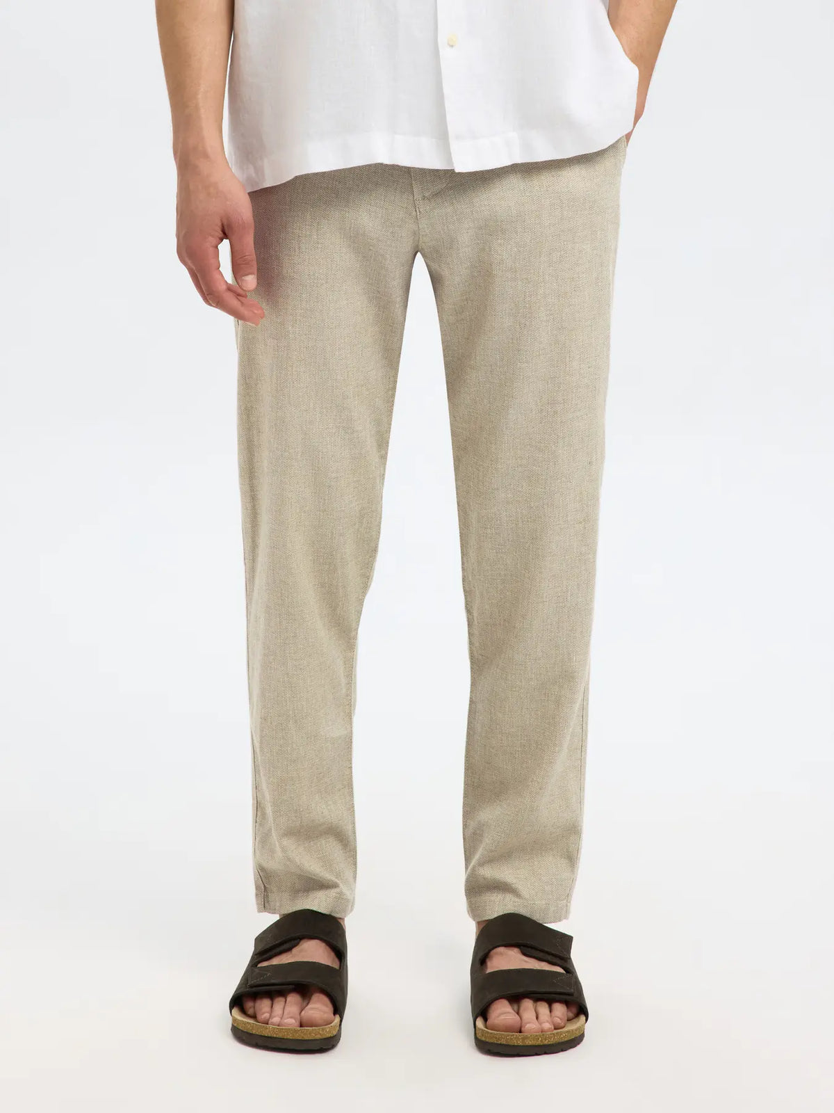 byxor linne byxor selected homme brody 172 linen pants slim vetiver green grön