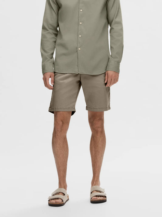 shorts selected homme miles flex shorts stretch chinos shorts greige beige sand