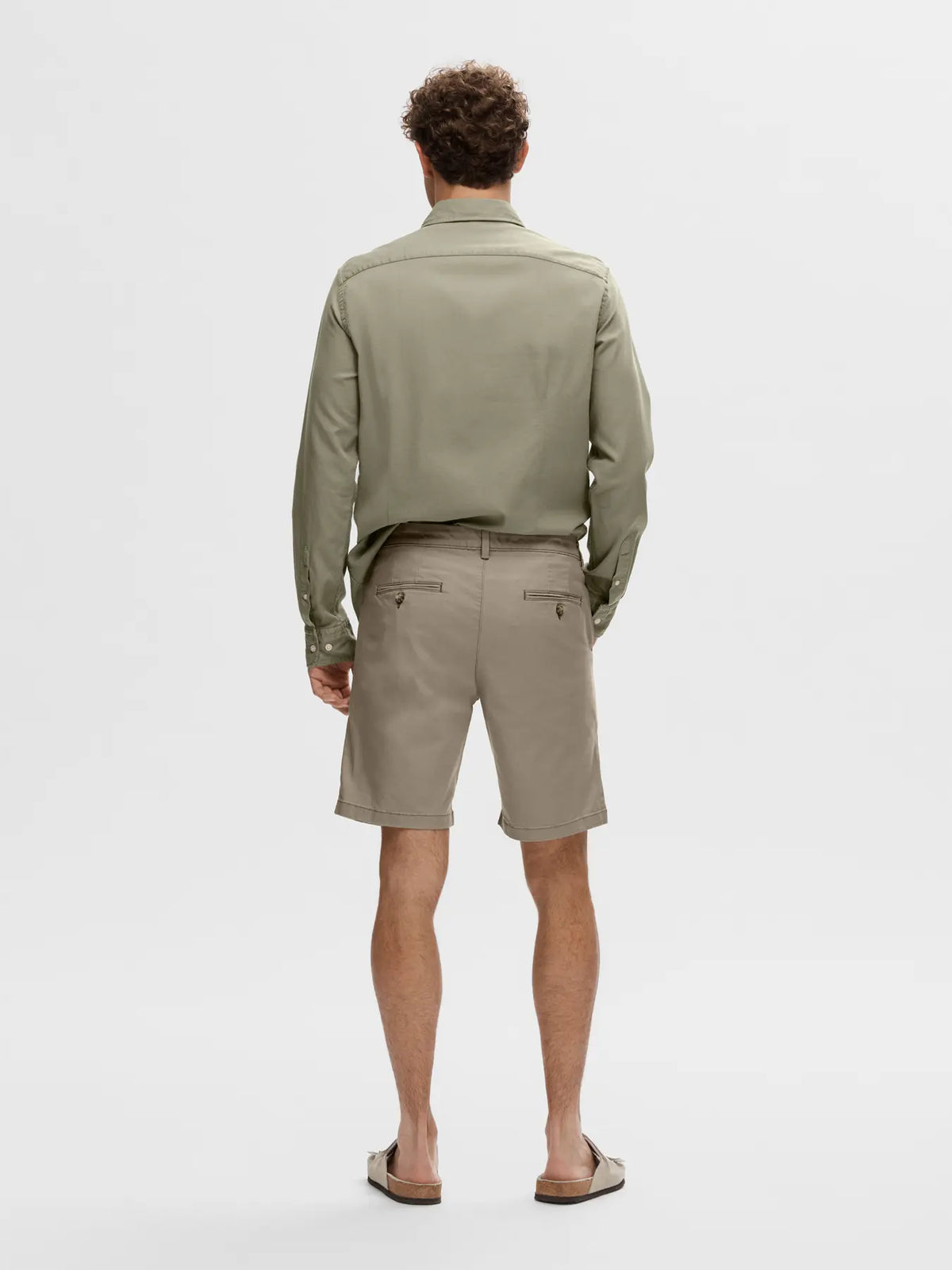 shorts selected homme miles flex shorts stretch chinos shorts greige beige sand
