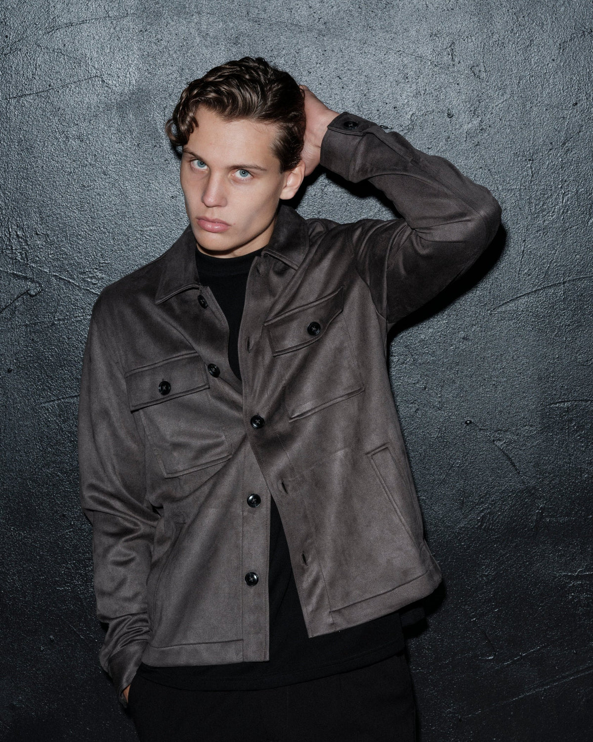 overshirt brand island denki overshirt överskjorta jacka mocka knappar dark grey grå fri frakt stenungsund