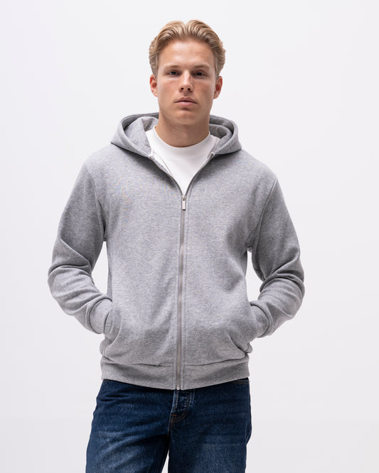 hoodie tröja sawako zip hoodie brand island brandisland dragkedja hood sweater luva light grey grå