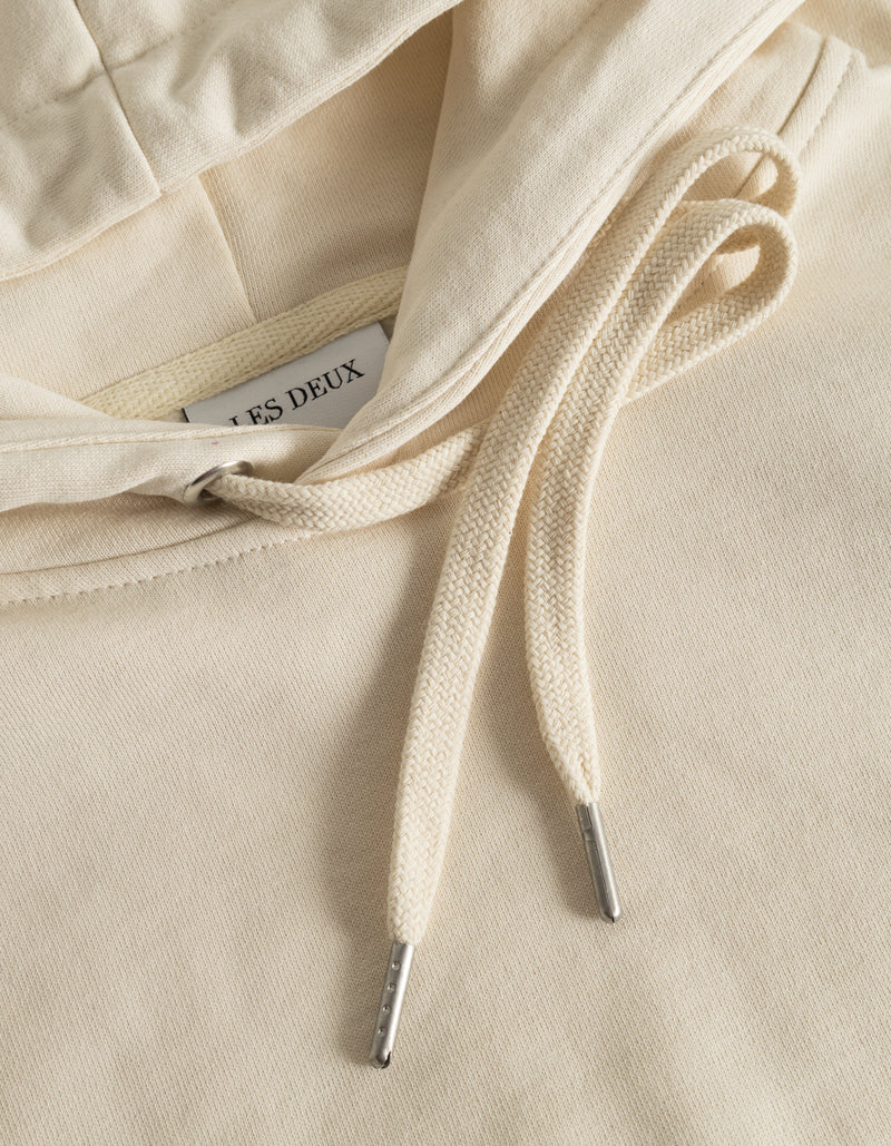 hoodie hood les deux crew hoodie tröja bomull light ivory sand beige
