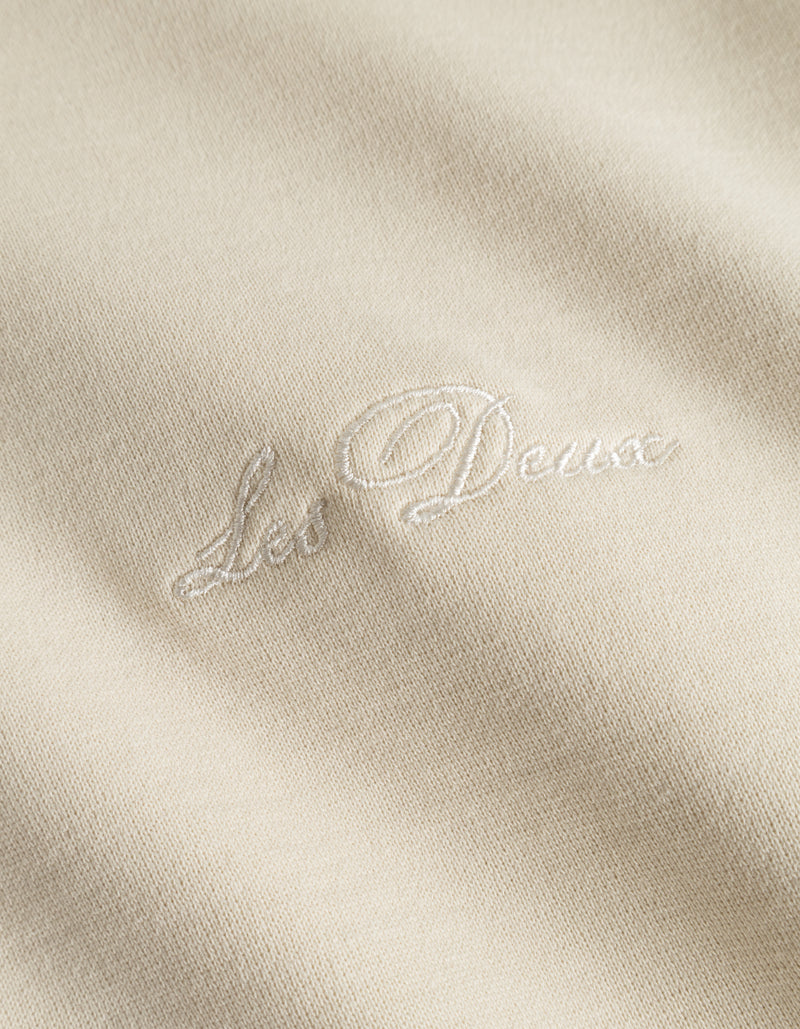 hoodie hood les deux crew hoodie tröja bomull light ivory sand beige