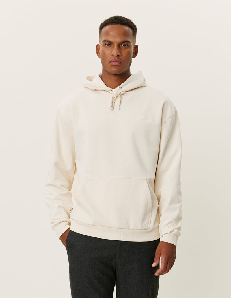 hoodie hood les deux crew hoodie tröja bomull light ivory sand beige