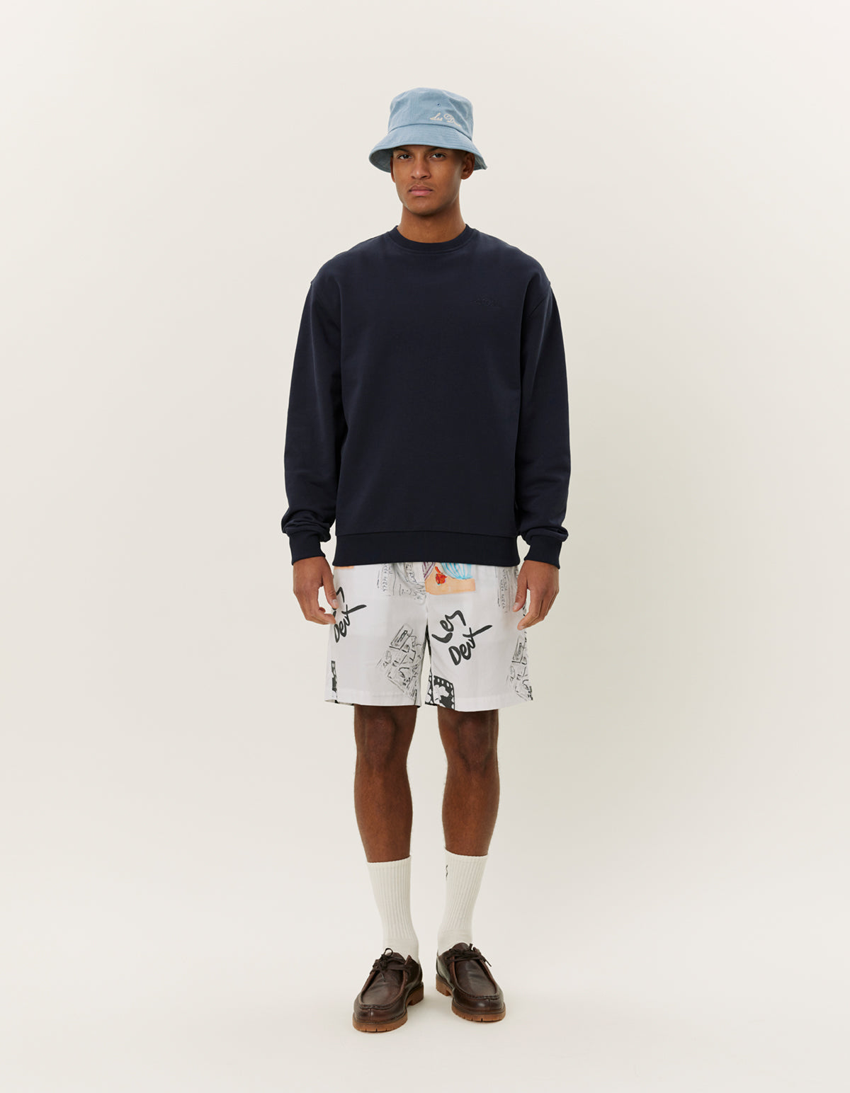 les deux crew sweatshirt tröja dark navy blå