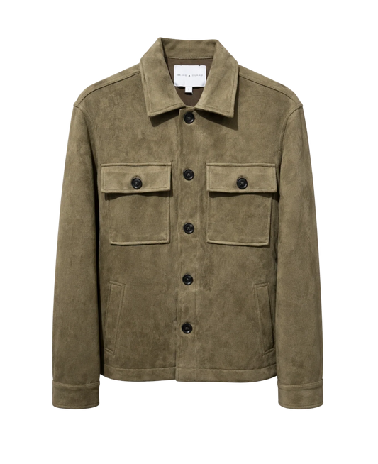 overshirt brand island denki overshirt överskjorta jacka mocka knappar dusty olive green grön fri frakt stenungsund