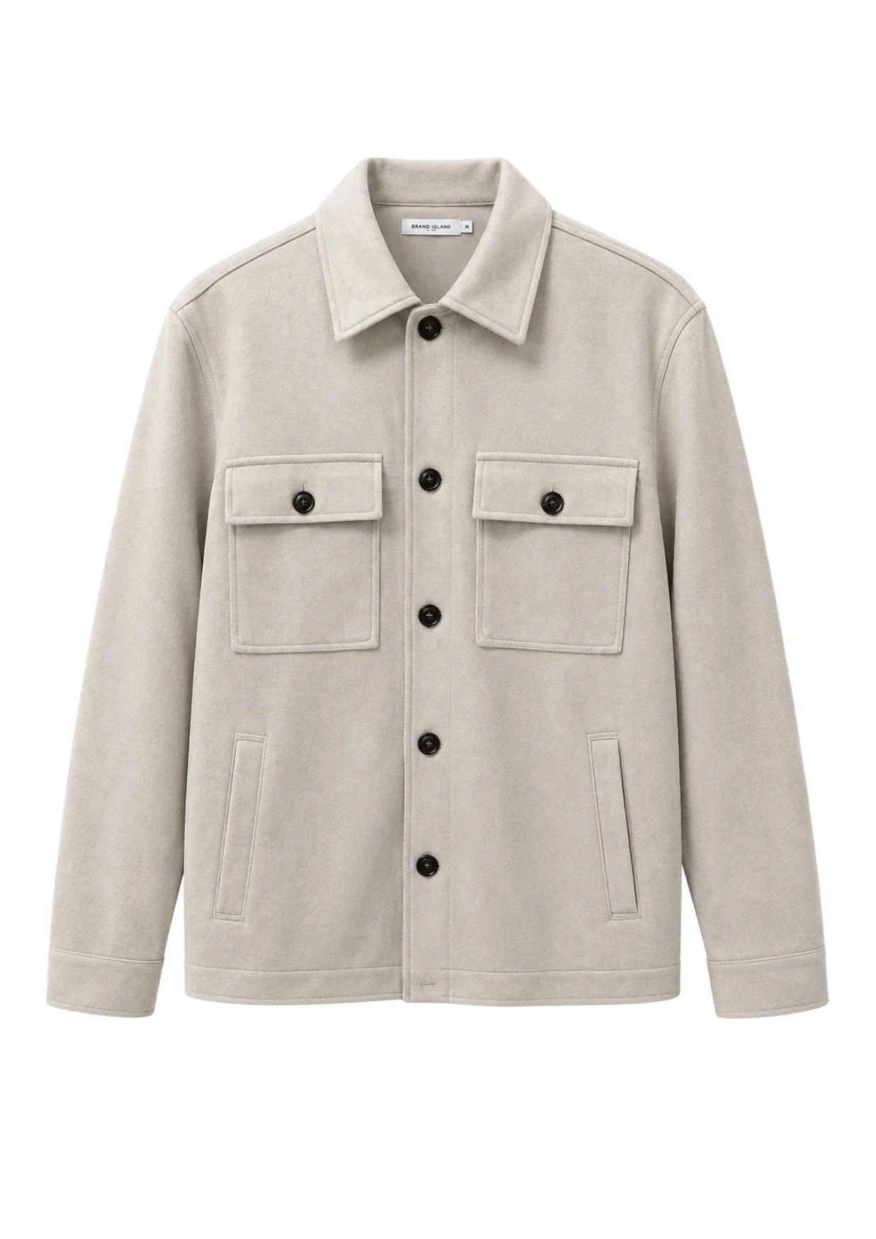 overshirt brand island denki overshirt överskjorta jacka mocka knappar stone sand beige fri frakt stenungsund