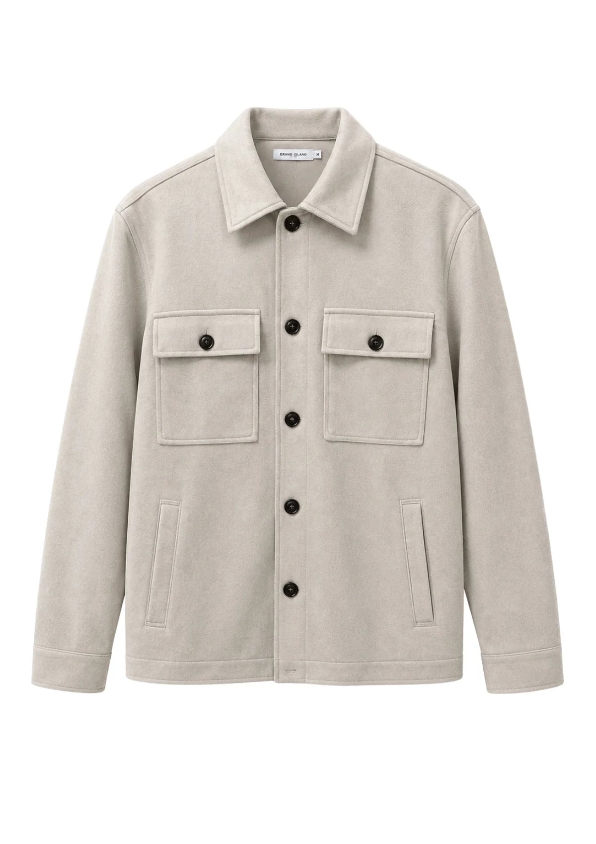 overshirt brand island denki overshirt överskjorta jacka mocka knappar stone sand beige fri frakt stenungsund
