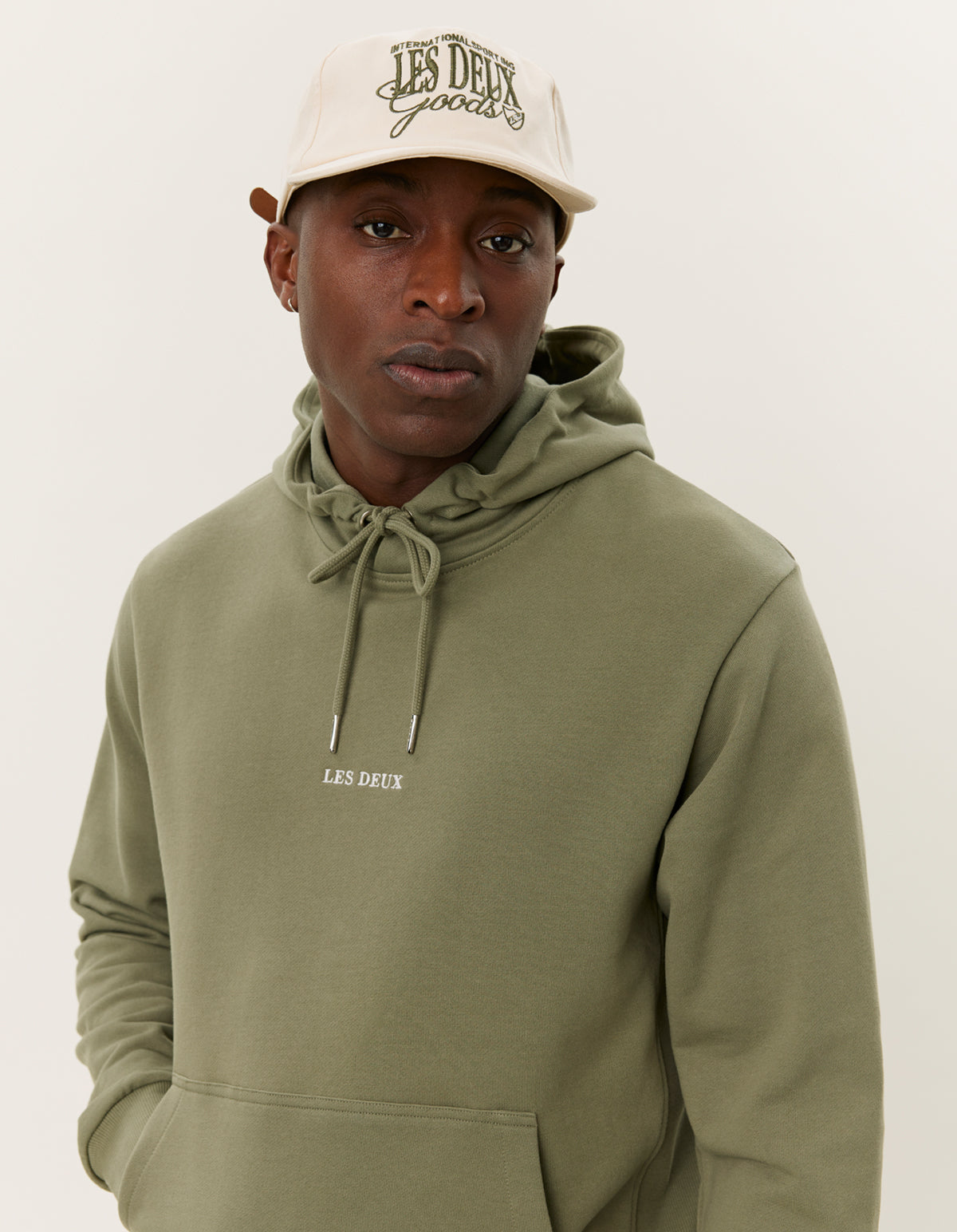 hoodie hood les deux dexter lichen green grön bomull logo tröja