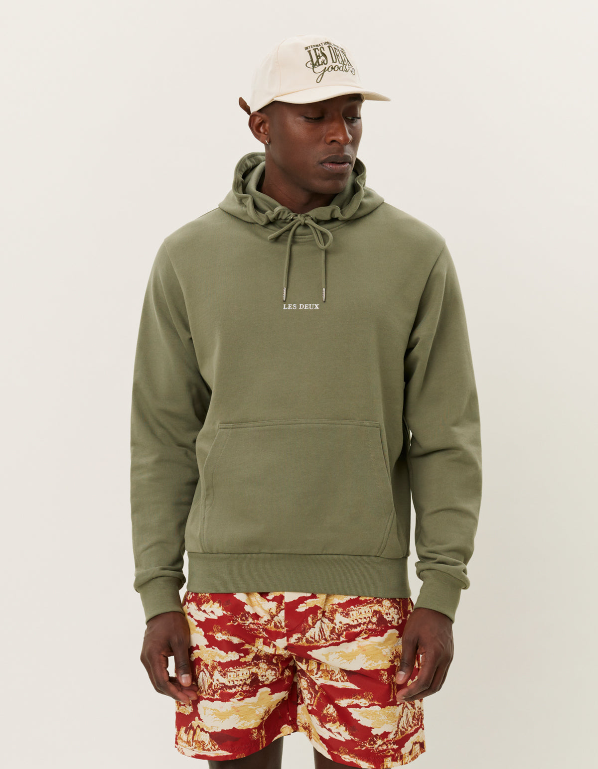 hoodie hood les deux dexter lichen green grön bomull logo tröja