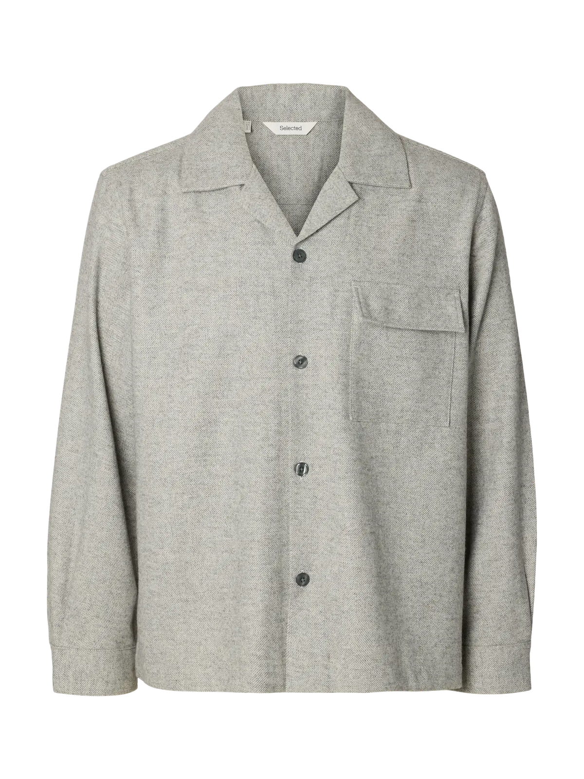 overshirt överskjorta selected homme otto wool blend overshirt medium grey melange grå ull frifrakt stenungsund