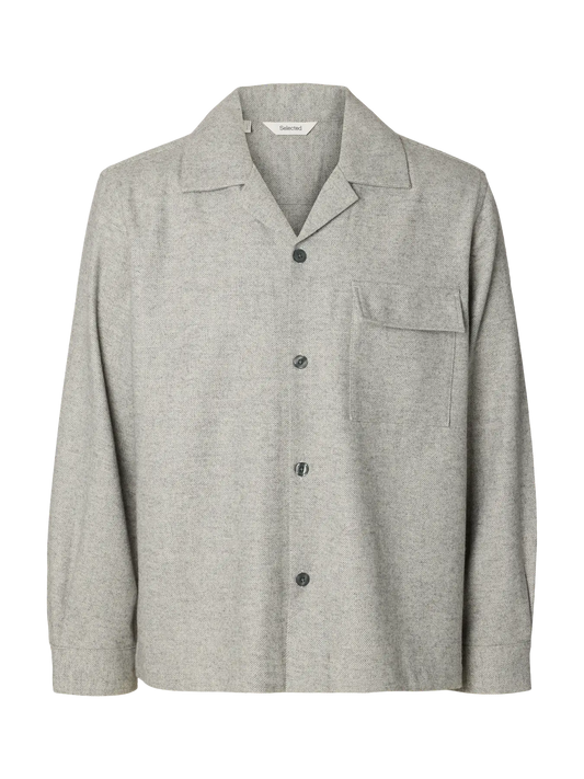 overshirt överskjorta selected homme otto wool blend overshirt medium grey melange grå ull frifrakt stenungsund