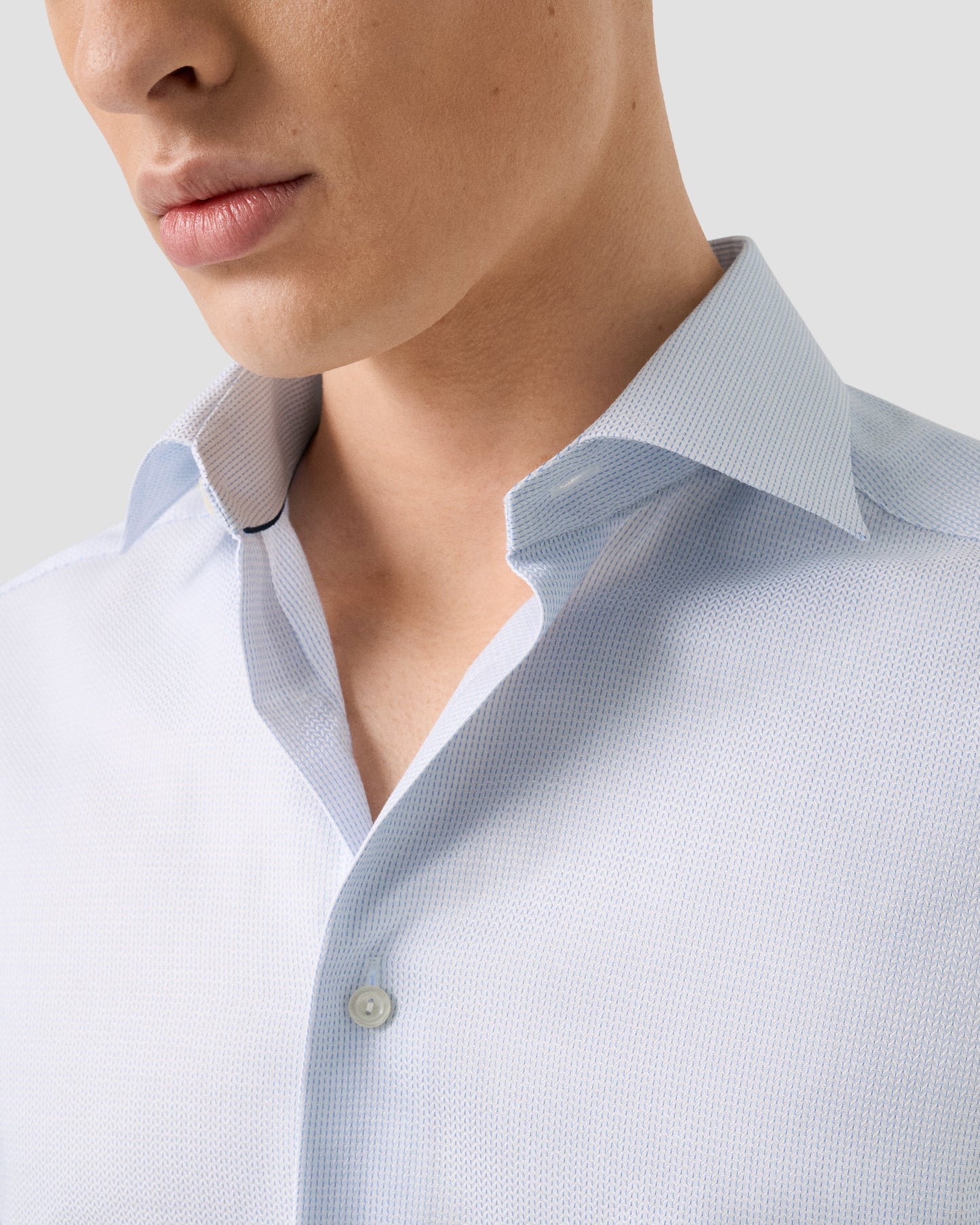 Slim Fit Herringbone Light Blue