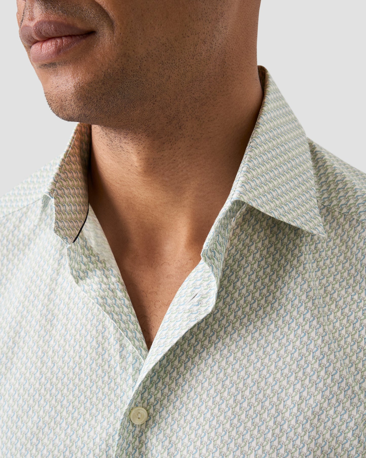 Slim Fit Parrot Print Light Green