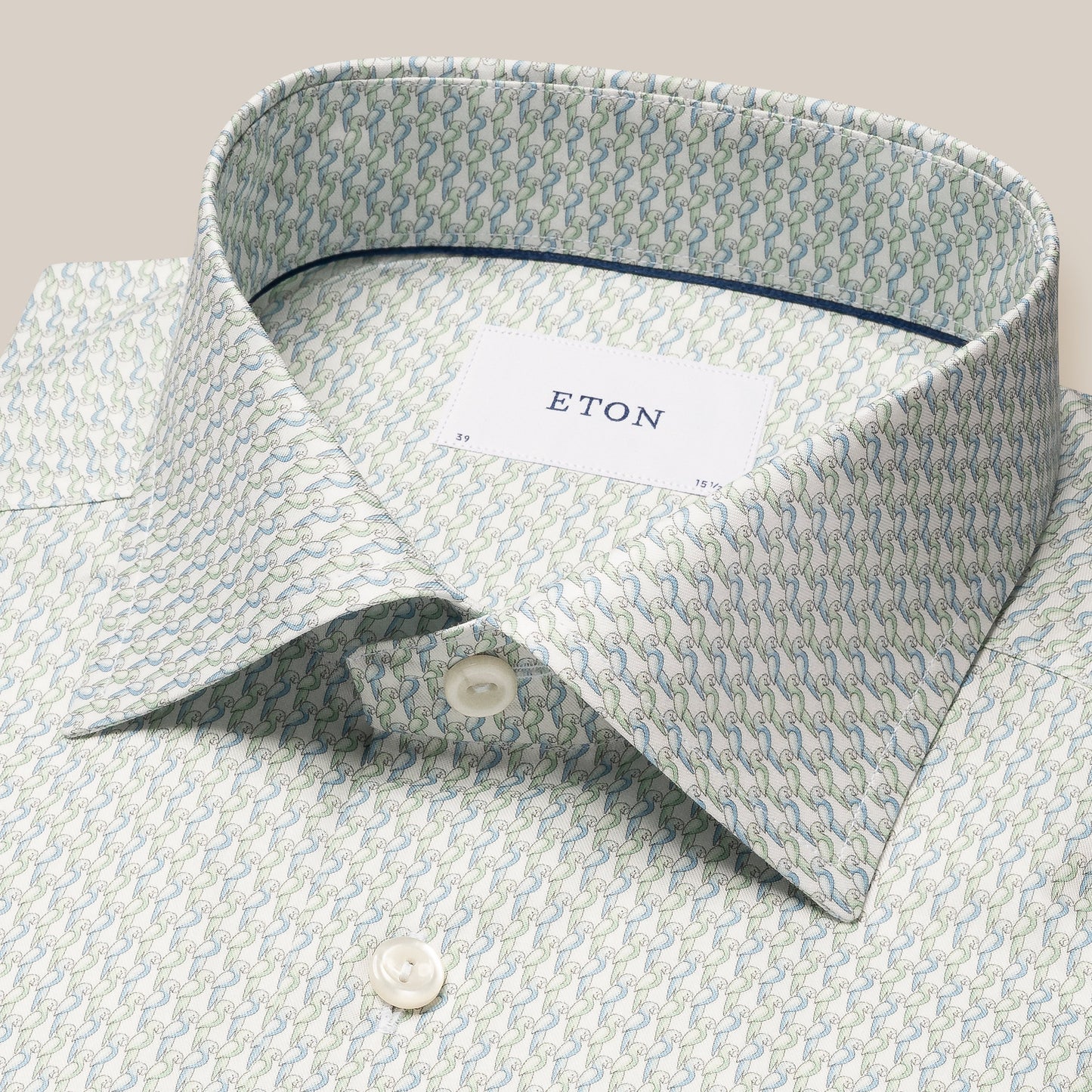 Slim Fit Parrot Print Light Green