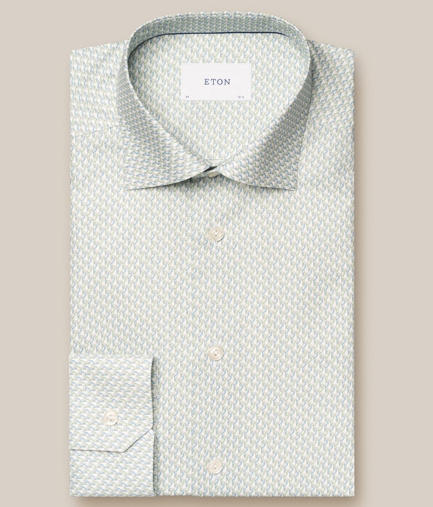 Slim Fit Parrot Print Light Green