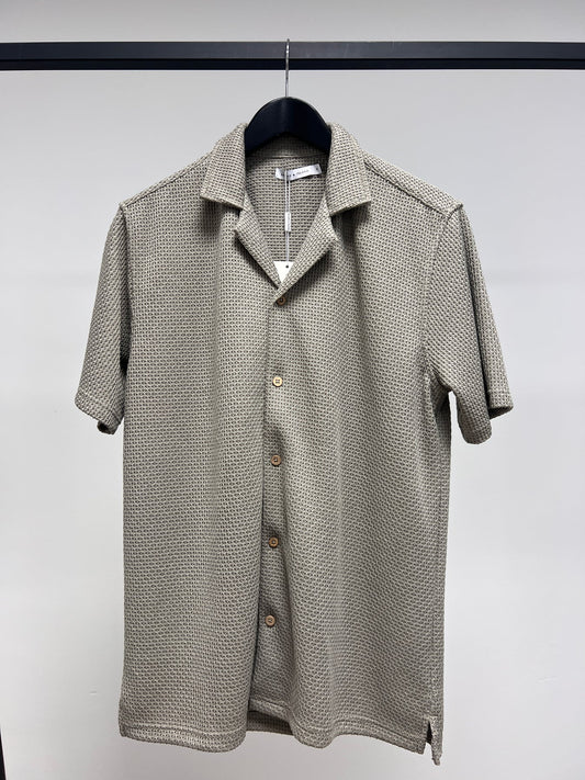 skjorta shirt brand island kort ärm asher shirt Cuba krage sommar skjorta mid grey grå