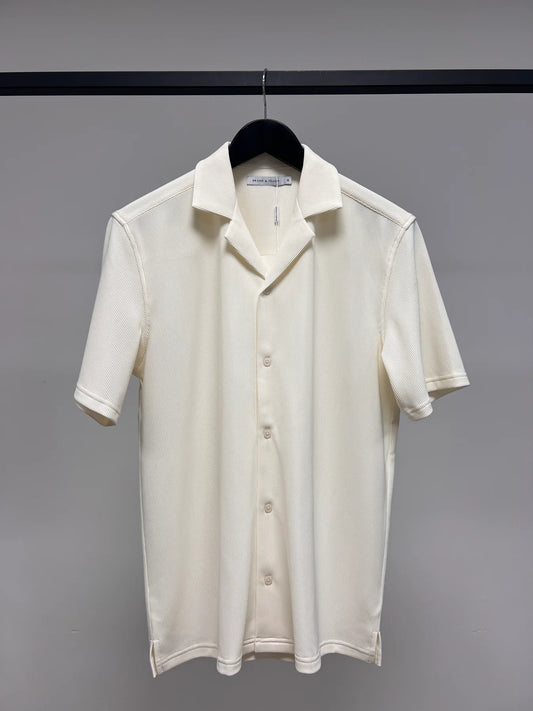 skjorta shirt brand island alonzo shirt cuba krage sommar skjorta cream white vit