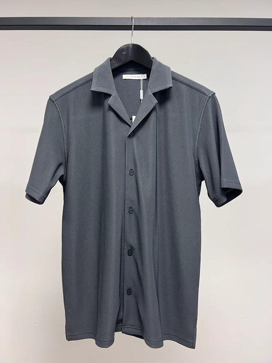 skjorta shirt brand island alonzo shirt cuba krage sommar skjorta dark grey grå