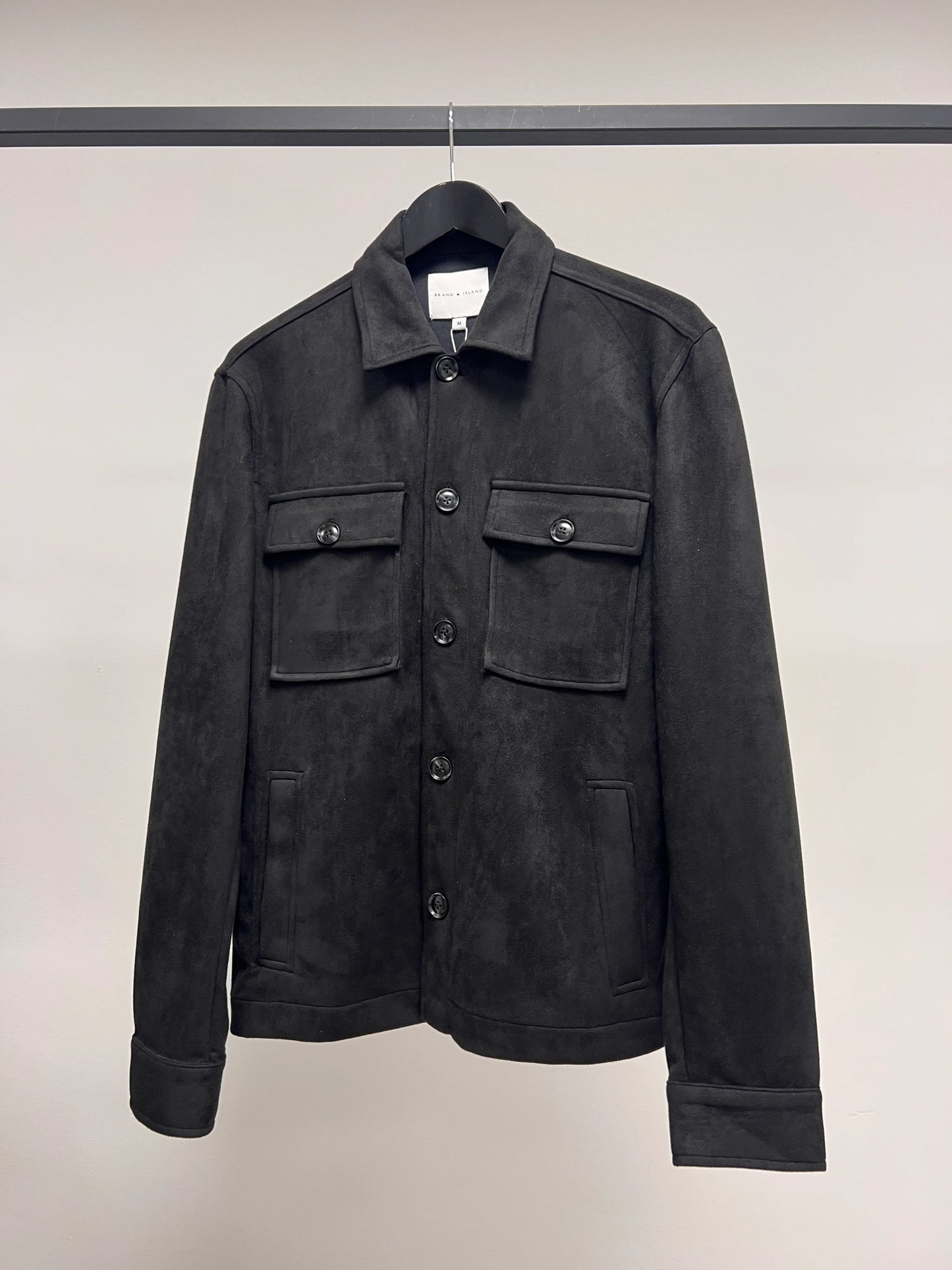 overshirt brand island denki overshirt överskjorta jacka mocka knappar black svart