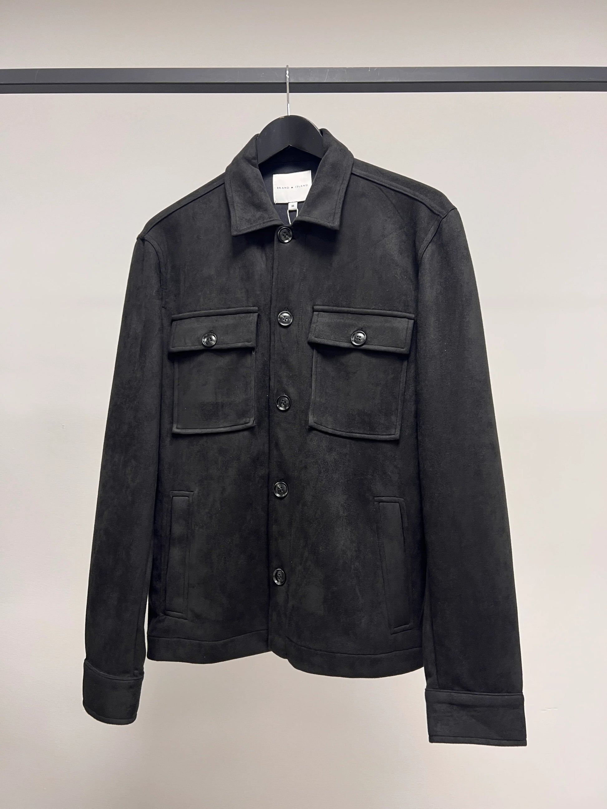 overshirt brand island denki overshirt överskjorta jacka mocka knappar black svart