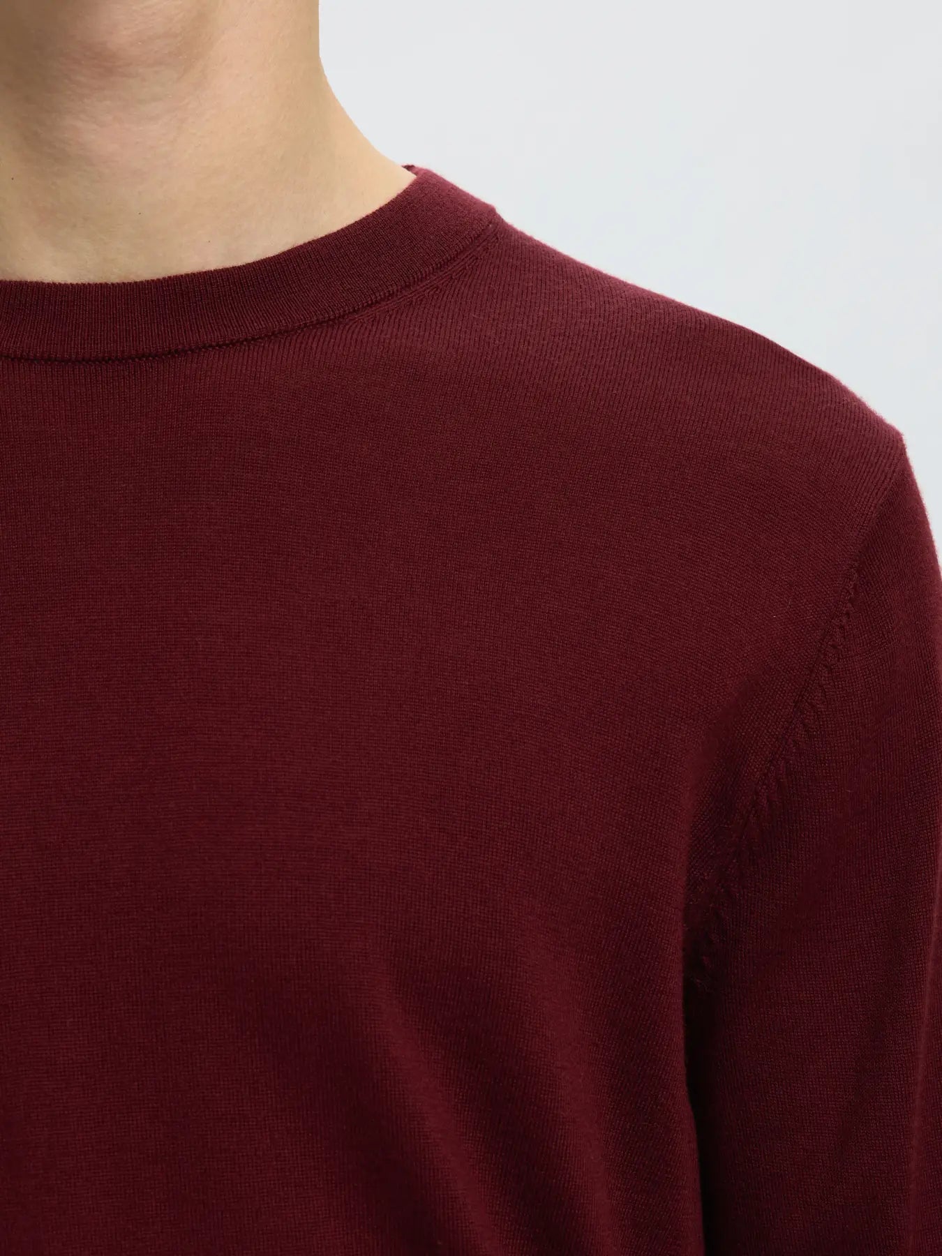 tröja tray merino knit selected homme sweater ull stickad ulltröja tawny port red röd vinröd fri frakt stenungsund